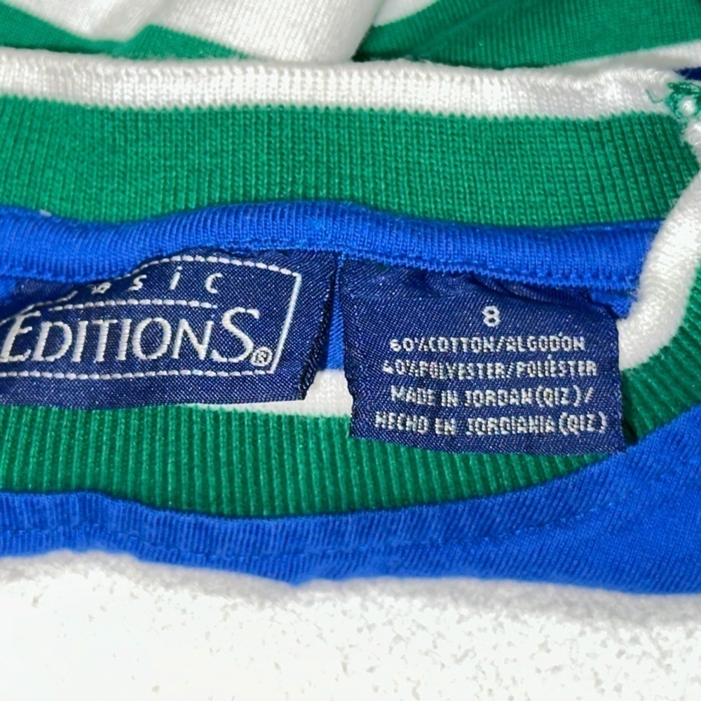 Boys green, blue & white striped heavyweight tee. Size 8. Great condition! - Picture 3 of 5